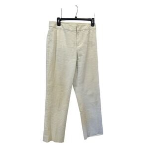 VTG Lauren Ralph Lauren Green White Seersucker Striped Straight Pants Womens 4